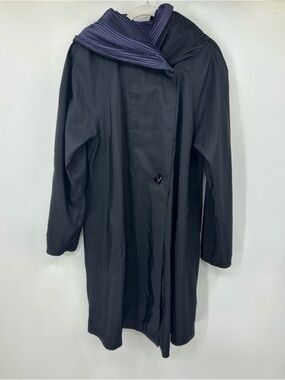 Mycra Pac Now Reversible Raincoat Pleated Hood Collar Black Purple Size 1 S/M